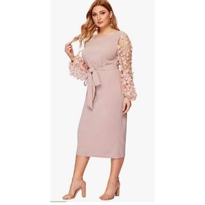 Women's Plus Elegant Mesh Contrast Appliques Sleev